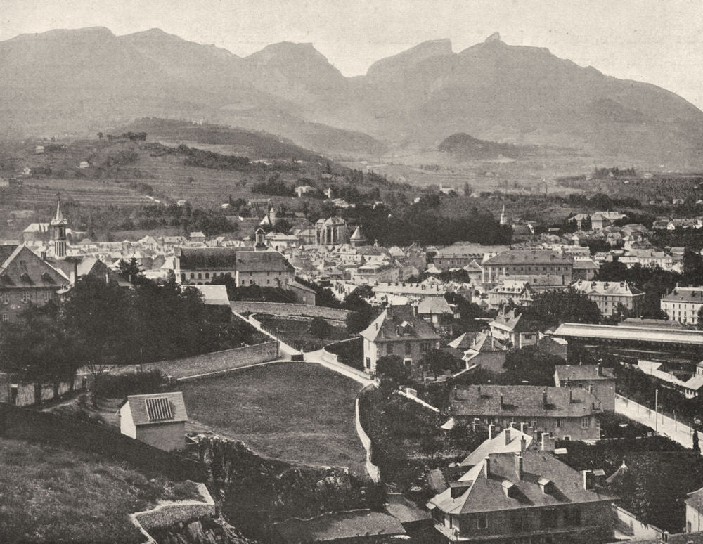 SAVOIE. Vue générale de Chambéry (269 mètres d'altitude) .  1903 old print